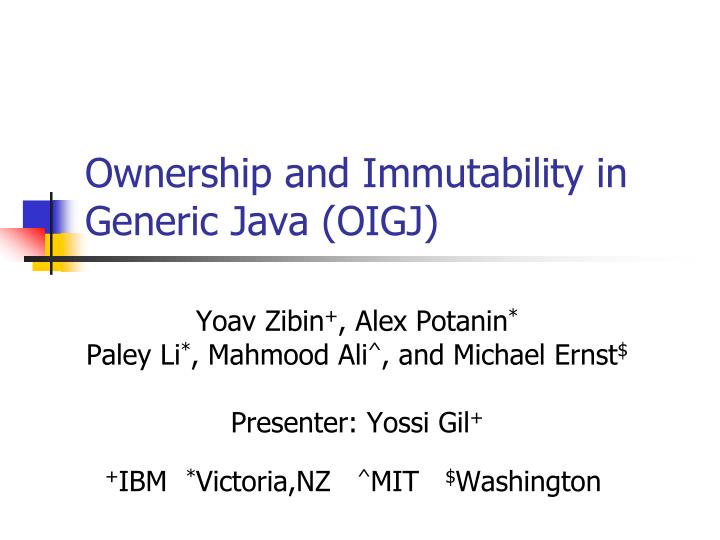 ownership and immutability in generic java oigj