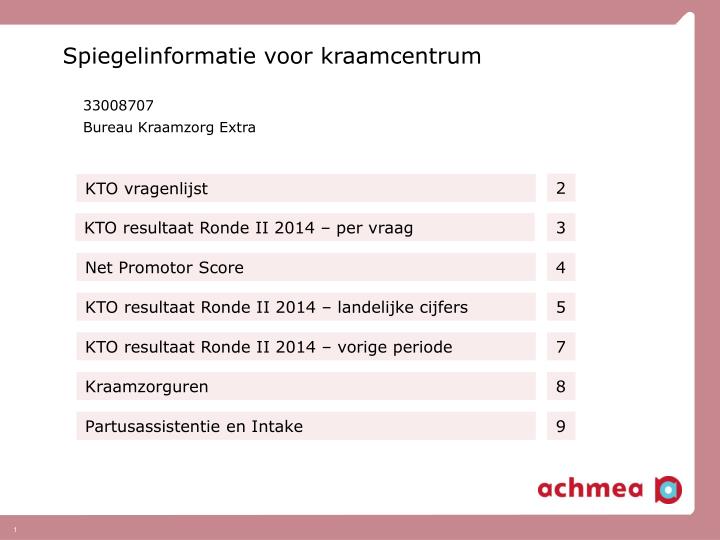 spiegelinformatie voor kraamcentrum