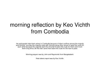 morning reflection by Keo Vichth from Combodia