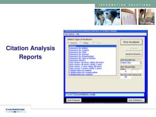 Citation Analysis Reports