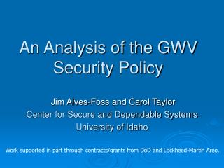 An Analysis of the GWV Security Policy