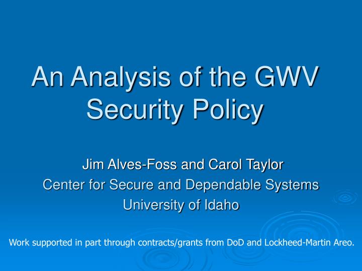 an analysis of the gwv security policy