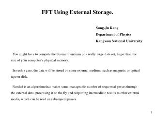 FFT Using External Storage.
