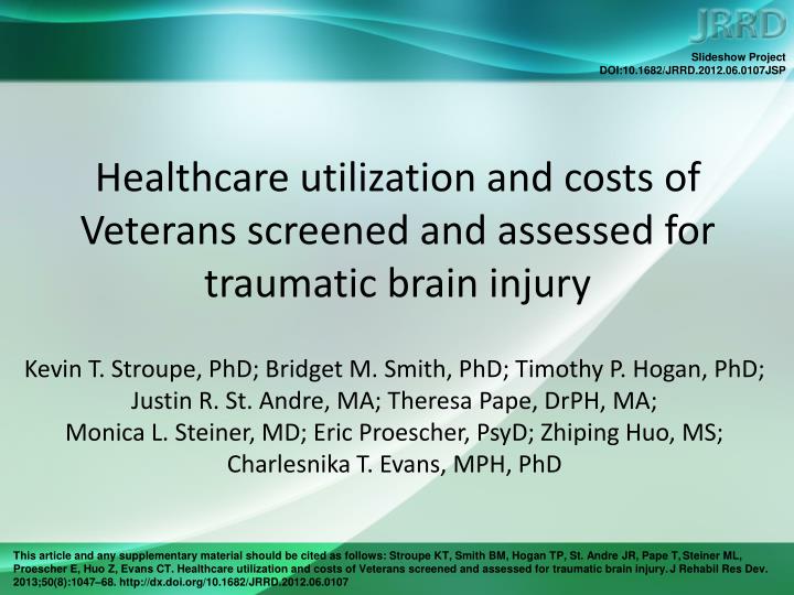 healthcare utilization and costs of veterans screened and assessed for traumatic brain injury