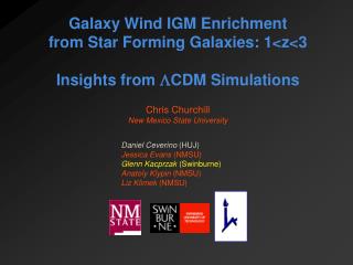 Galaxy Wind IGM Enrichment from Star Forming Galaxies: 1&lt;z&lt;3 Insights from ? CDM Simulations