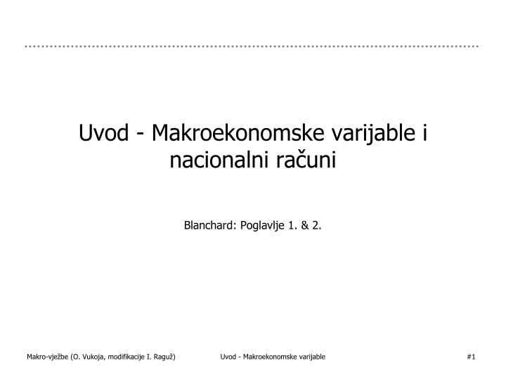 uvod makroekonomske varijable i nacionalni ra uni