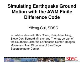 Simulating Earthquake Ground Motion with the AWM Finite Difference Code