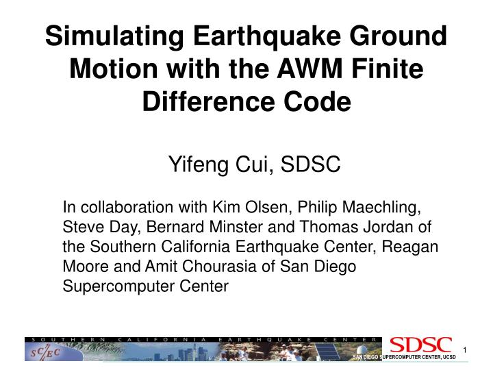 simulating earthquake ground motion with the awm finite difference code