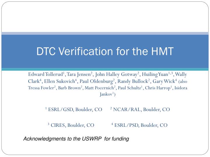 dtc verification for the hmt