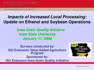 Impacts of Increased Local Processing: Update on Ethanol and Soybean Operations