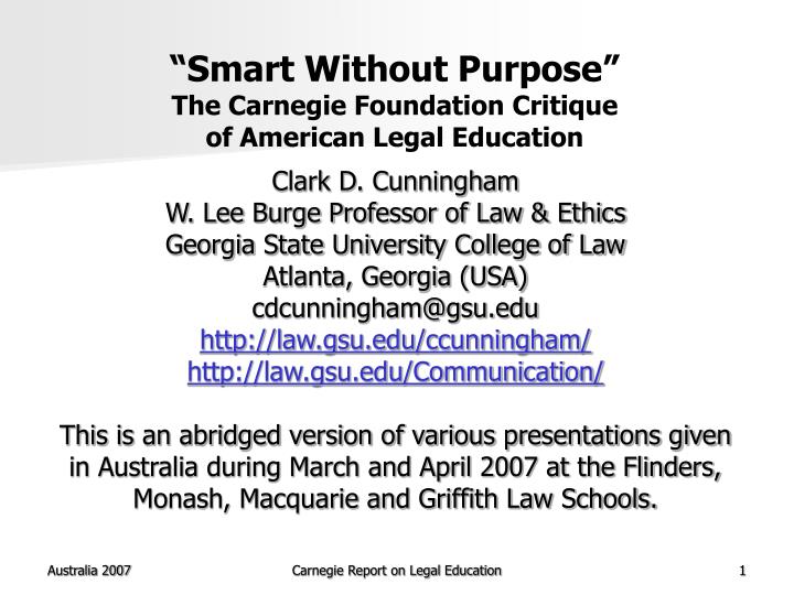 smart without purpose the carnegie foundation critique of american legal education