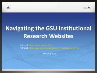 Navigating the GSU Institutional Research Websites