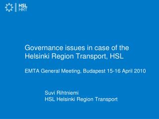 Suvi Rihtniemi HSL Helsinki Region Transport