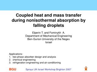 Coupled heat and mass transfer during nonisothermal absorption by falling droplets