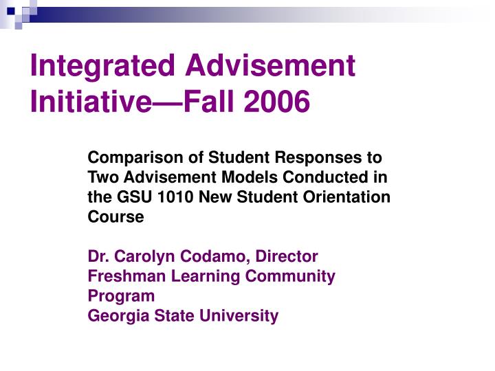 integrated advisement initiative fall 2006