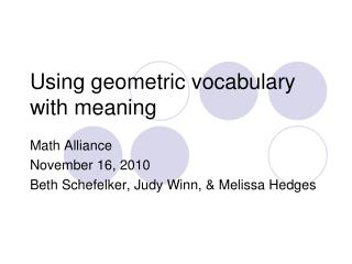 Using geometric vocabulary with meaning