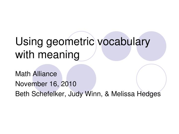 using geometric vocabulary with meaning