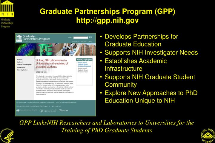 graduate partnerships program gpp http gpp nih gov