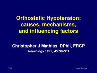 Orthostatic Hypotension: causes, mechanisms, and influencing factors