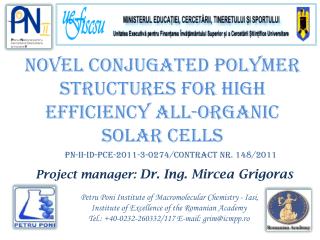Novel conjugated polymer structures for high efficiency all-organic solar cells