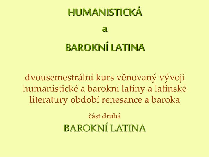 humanistick a barokn latina