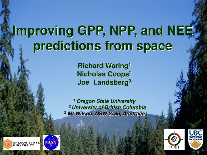 improving gpp npp and nee predictions from space
