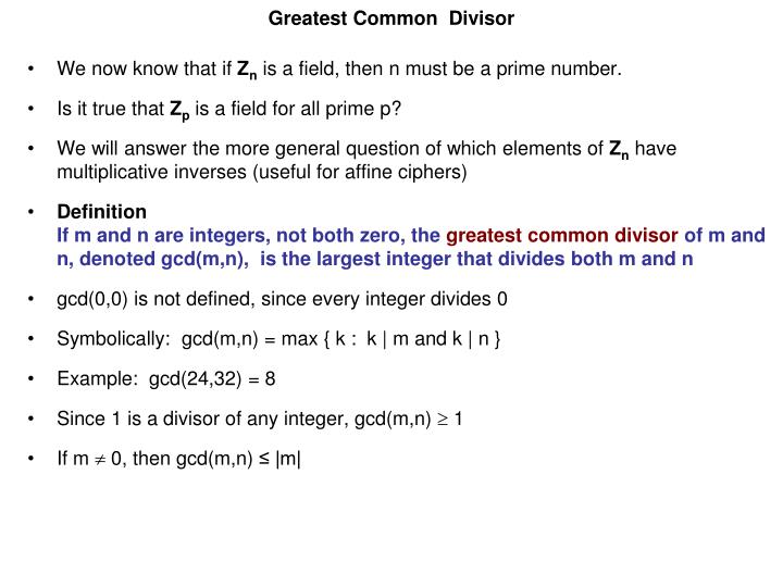 greatest common divisor