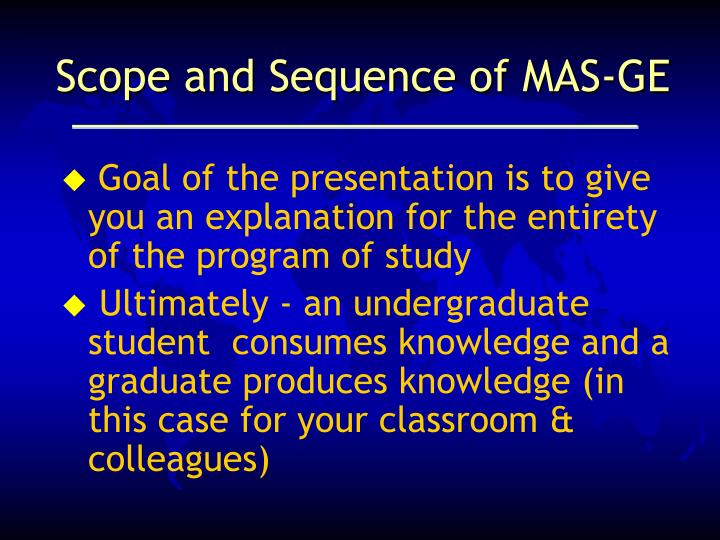scope and sequence of mas ge