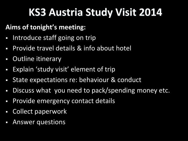 ks3 austria study visit 2014
