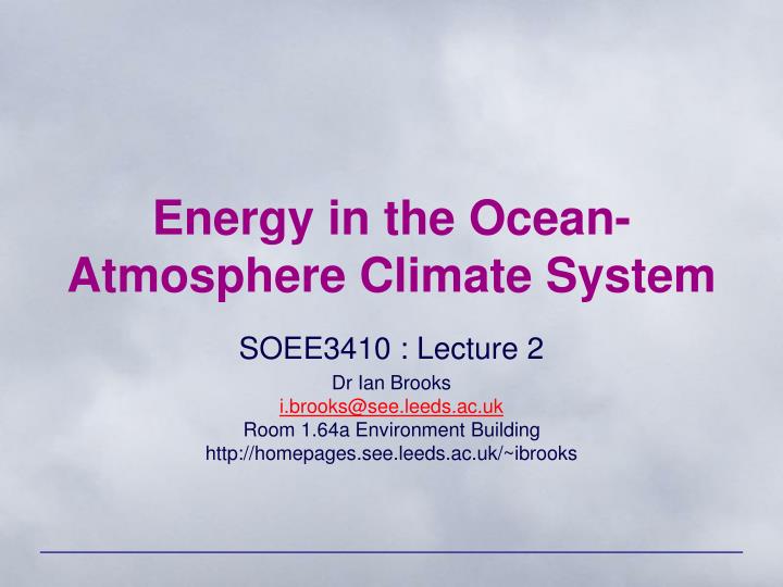 energy in the ocean atmosphere climate system