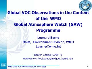Global VOC Observations in the Context of the WMO Global Atmosphere Watch (GAW) Programme