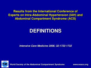 DEFINITIONS Intensive Care Medicine 2006; 32:1722-1732