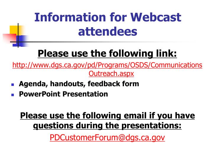 information for webcast attendees