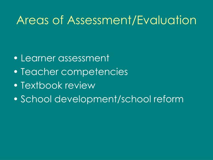 areas of assessment evaluation
