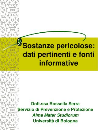 sostanze pericolose dati pertinenti e fonti informative
