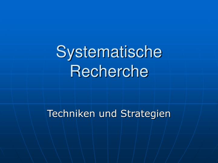 systematische recherche