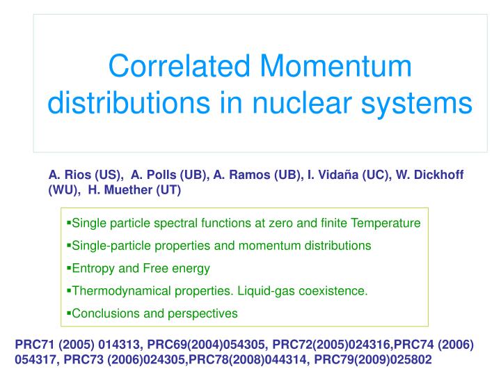 correlated momentum distributions in nuclear systems