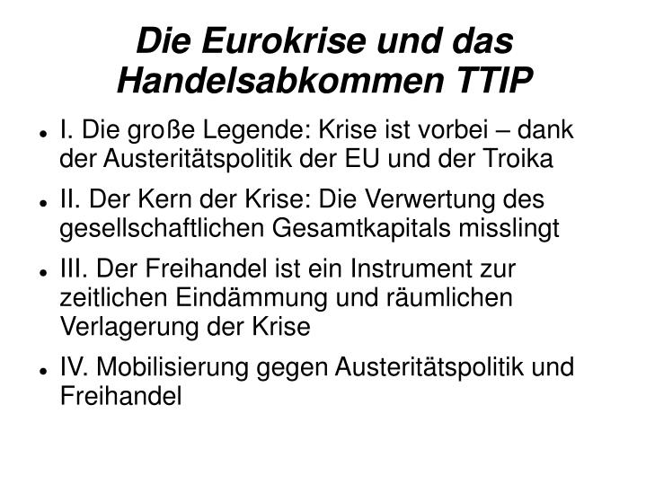 die eurokrise und das handelsabkommen ttip