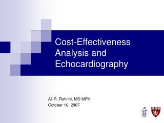 Cost-Effectiveness Analysis and Echocardiography