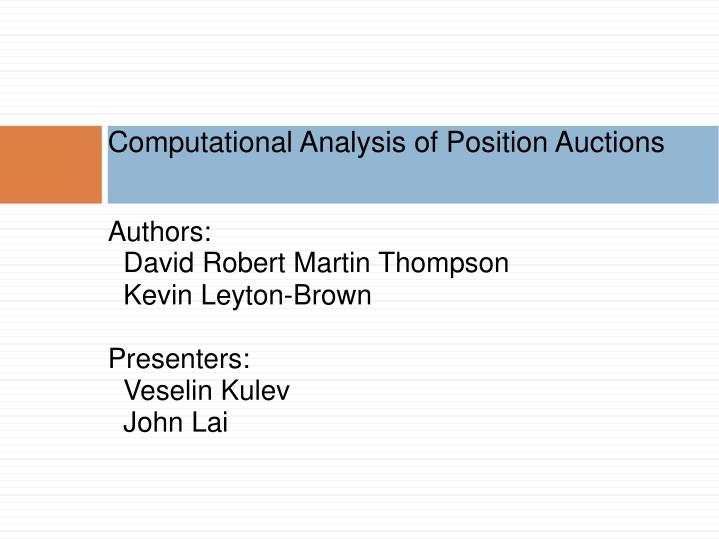 computational analysis of position auctions
