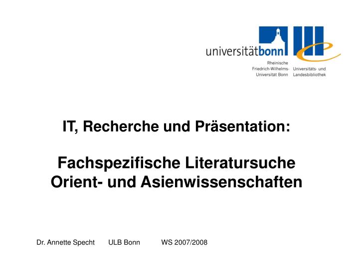 it recherche und pr sentation fachspezifische literatursuche orient und asienwissenschaften