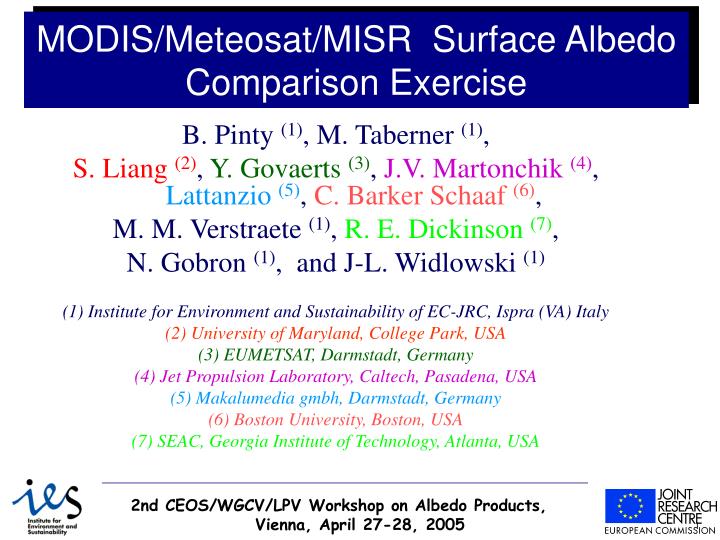 modis meteosat misr surface albedo comparison exercise