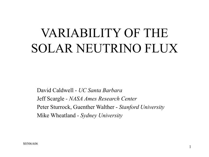 variability of the solar neutrino flux