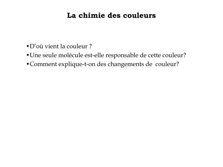 la chimie des couleurs