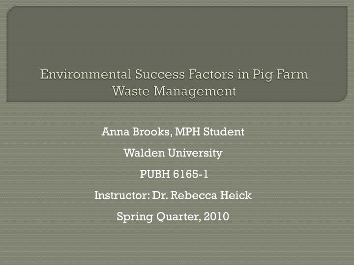 environmental success factors in pig farm waste management
