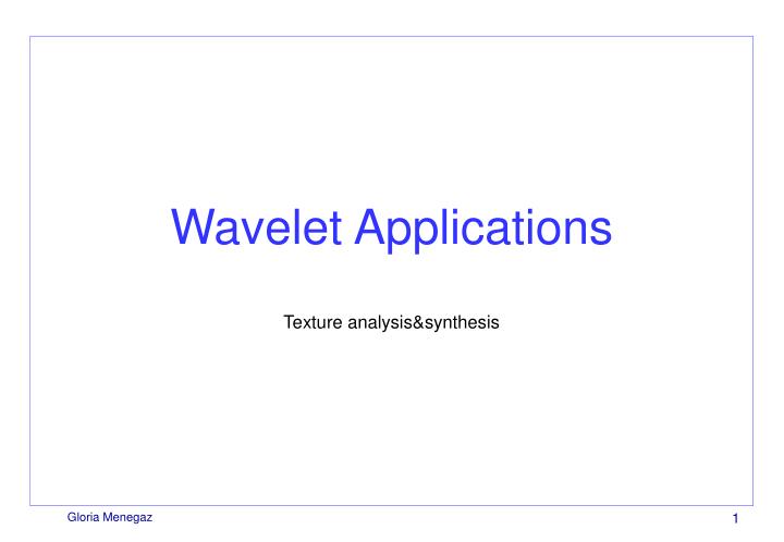 wavelet applications