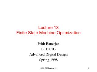 Lecture 13 Finite State Machine Optimization