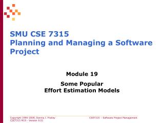 SMU CSE 7315 Planning and Managing a Software Project