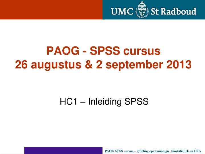 paog spss cursus 26 augustus 2 september 2013