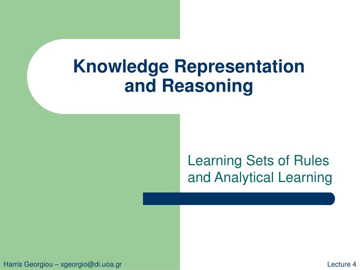 knowledge representation and reasoning